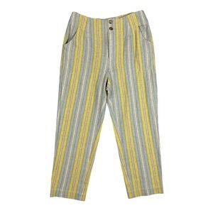 Soft Surroundings Caldera Pastel Striped Linen Blend Cropped Pants Womens Size 6